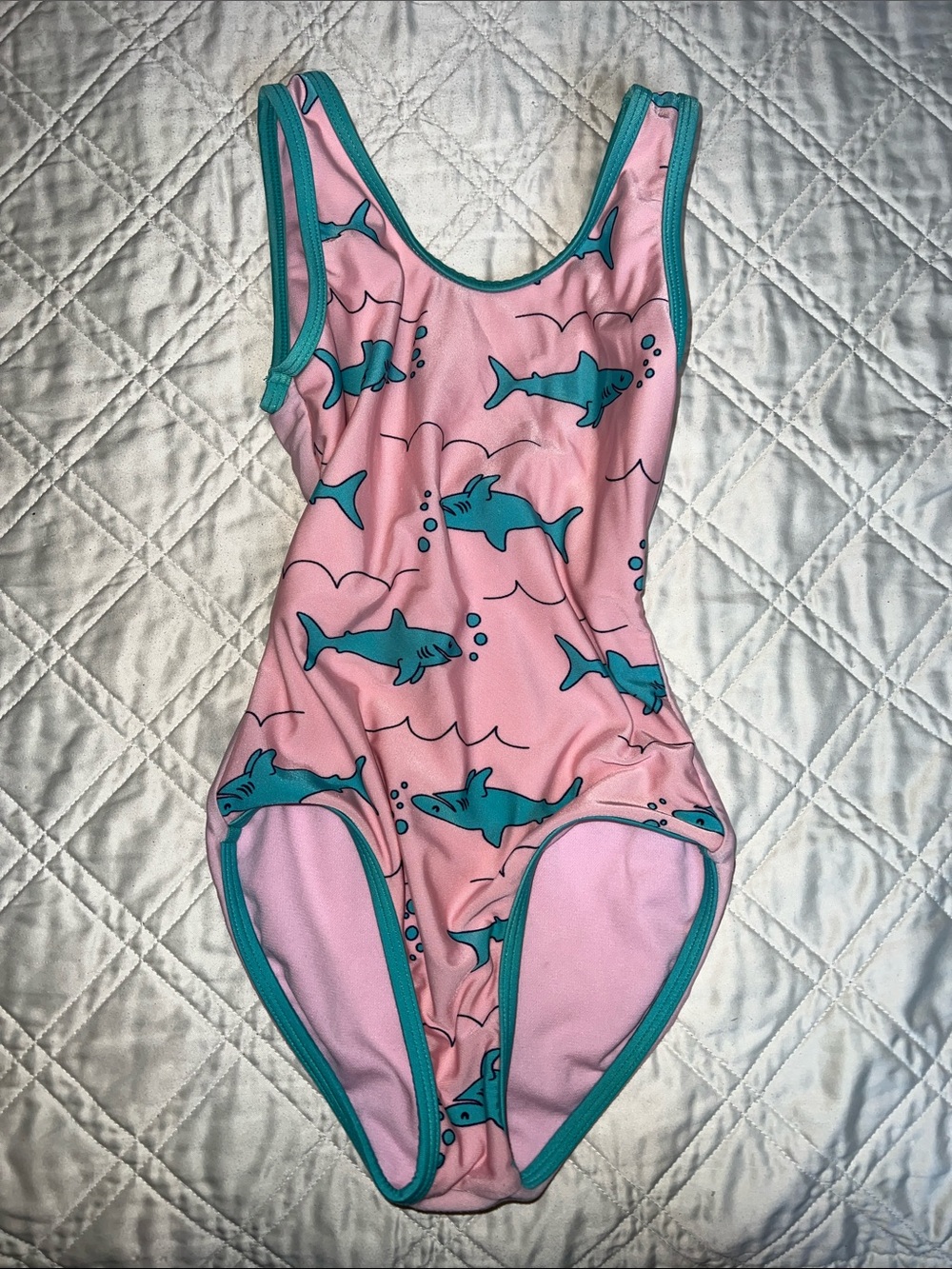Cat & Jack Pink One-Piece Swimsuit with Shark Print